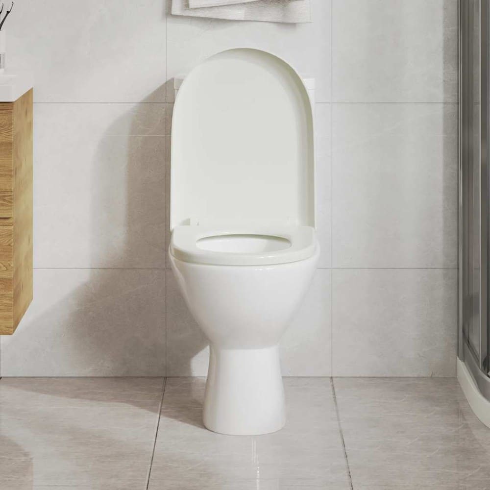 WC-istuinkansi 46×36 cm / pehmeästi sulkeutuva wc-istuin pikakiinnityksellä – Valkoinen