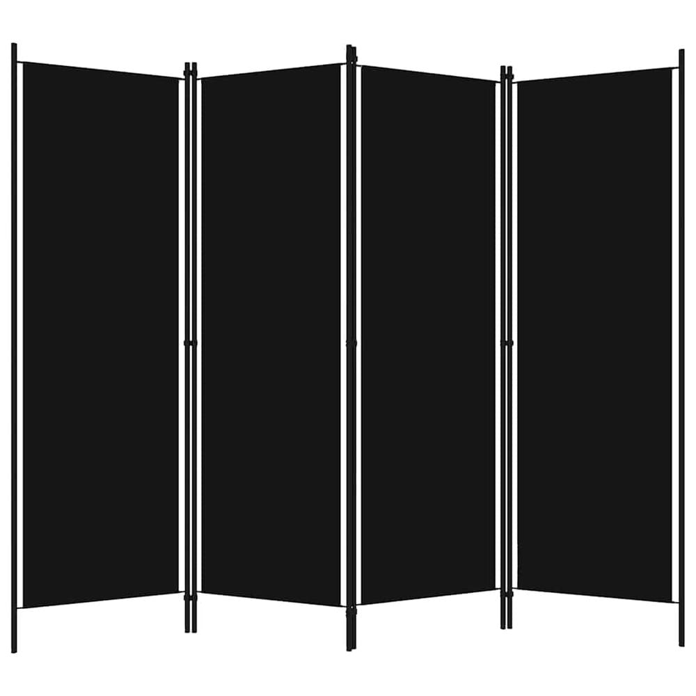 Tilanjakaja 4 paneelia 200×180 cm / sermi / taitettava näkösuoja – Musta