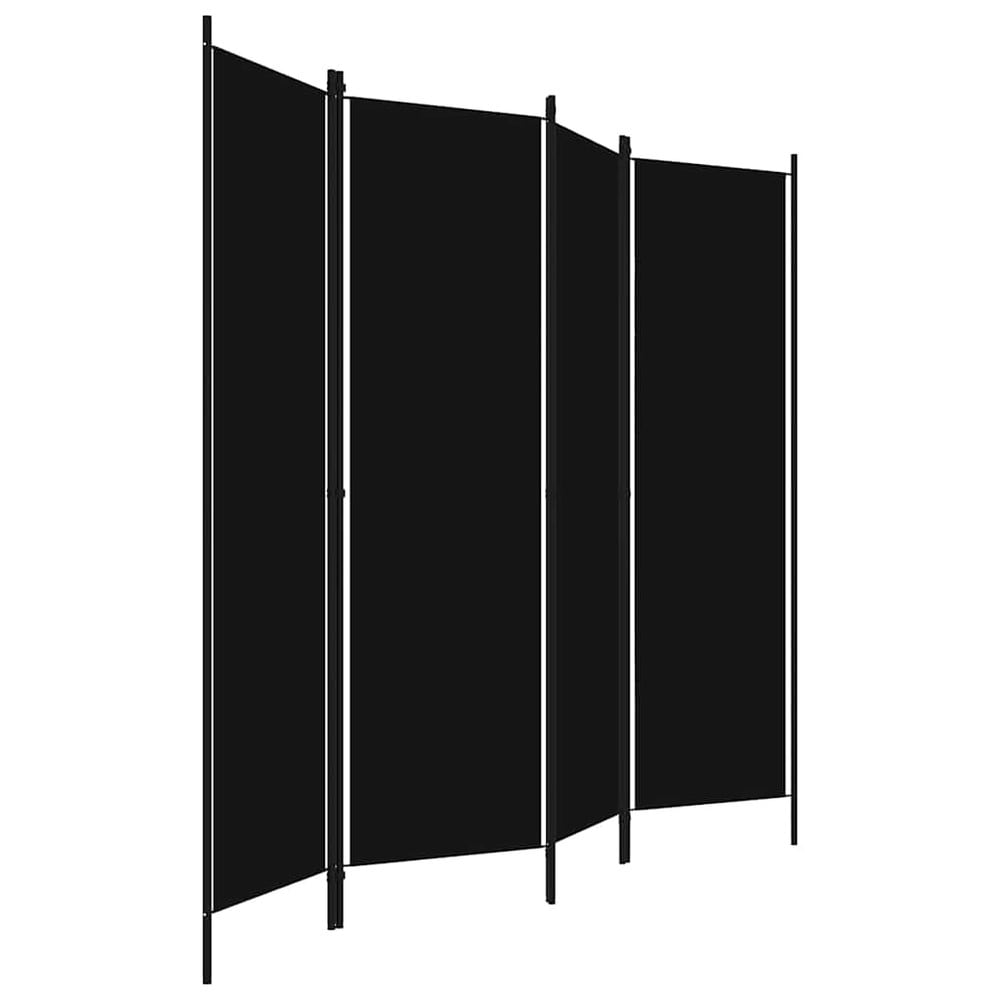 Tilanjakaja 4 paneelia 200×180 cm / sermi / taitettava näkösuoja – Musta