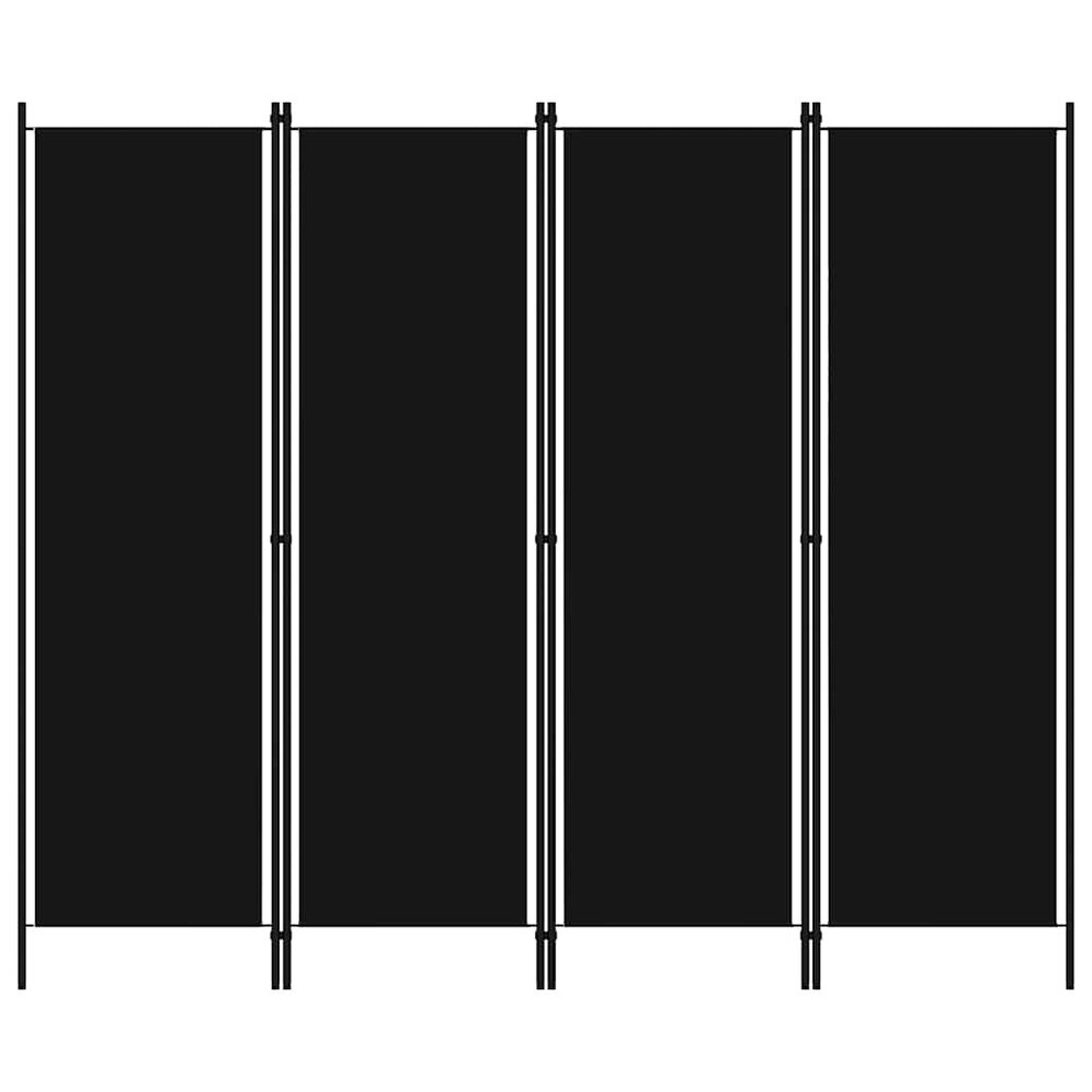 Tilanjakaja 4 paneelia 200×180 cm / sermi / taitettava näkösuoja – Musta