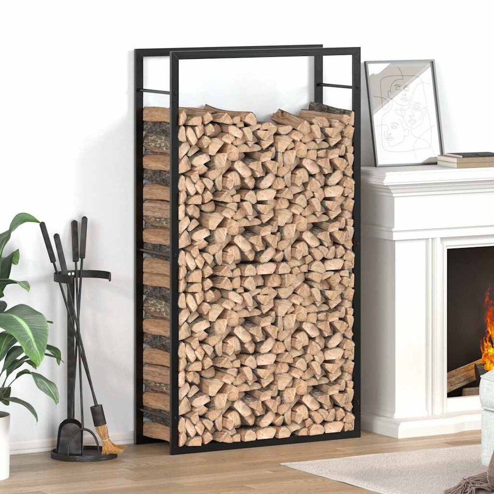 Puuteline 80×28×154 cm / polttopuuteline / halkoteline teräksestä – Mattamusta