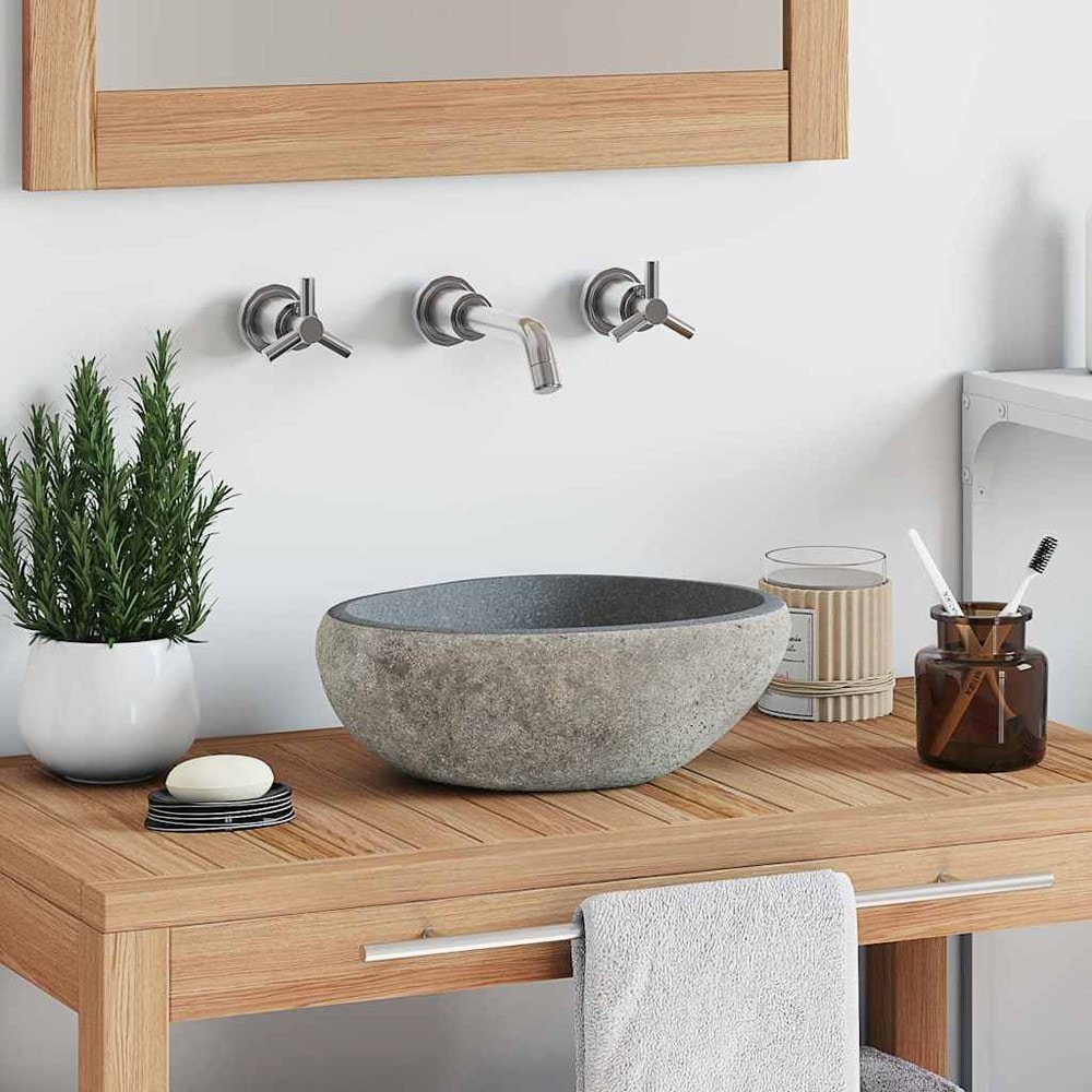 Jokikivinen pesuallas 29–38×24–31×12 cm / soikea luonnonkivinen pesuallas