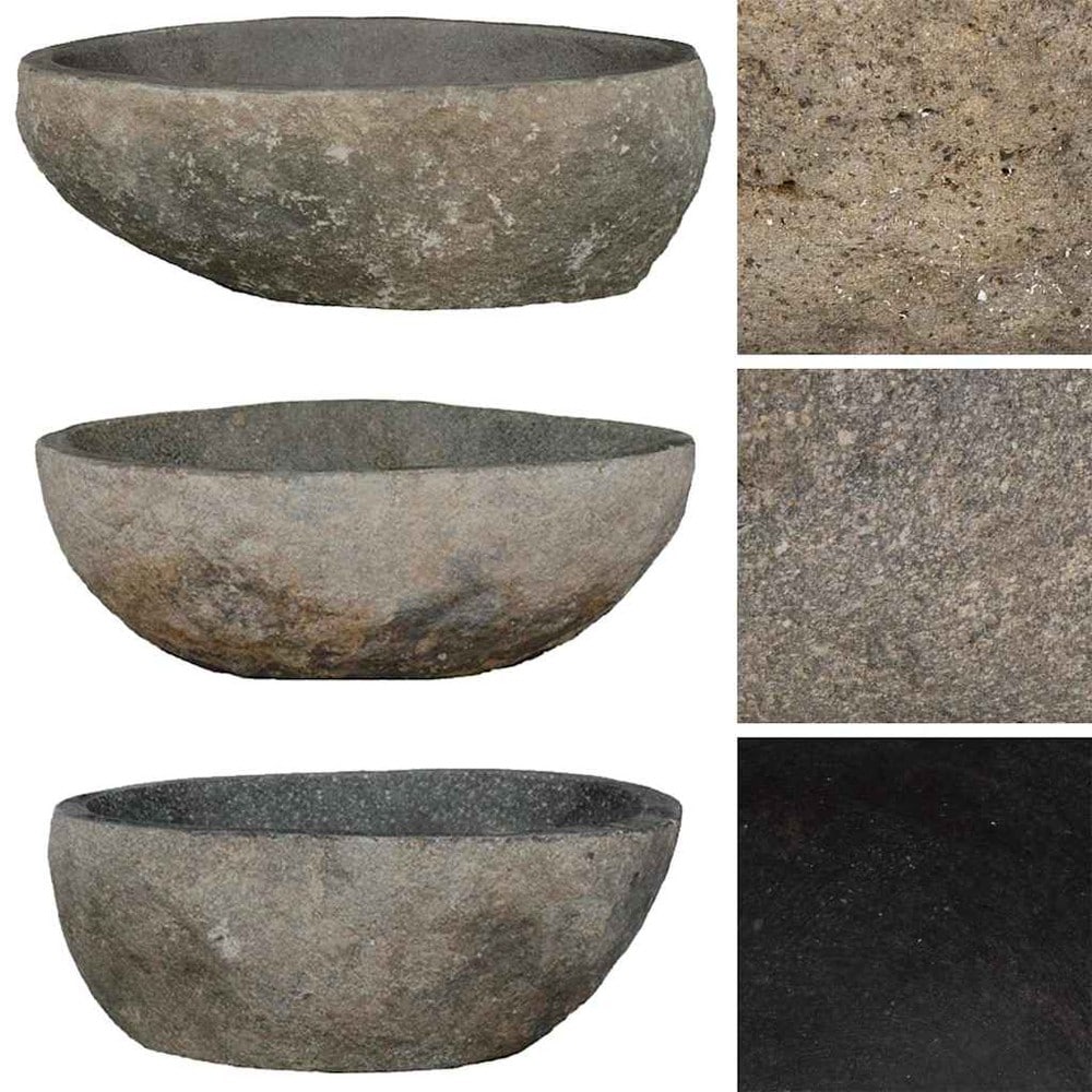 Jokikivinen pesuallas 29–38×24–31×12 cm / soikea luonnonkivinen pesuallas