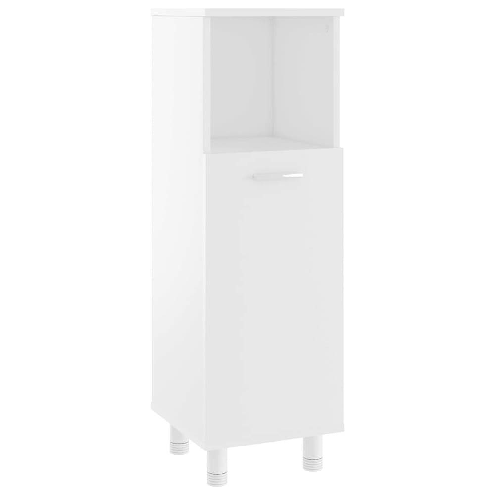 Kylpyhuonekaappi 30×30×95 cm / kapea lattiakaappi 3 lokerolla ja ovella – Valkoinen