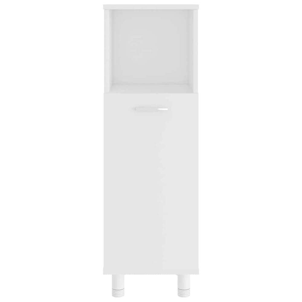 Kylpyhuonekaappi 30×30×95 cm / kapea lattiakaappi 3 lokerolla ja ovella – Valkoinen
