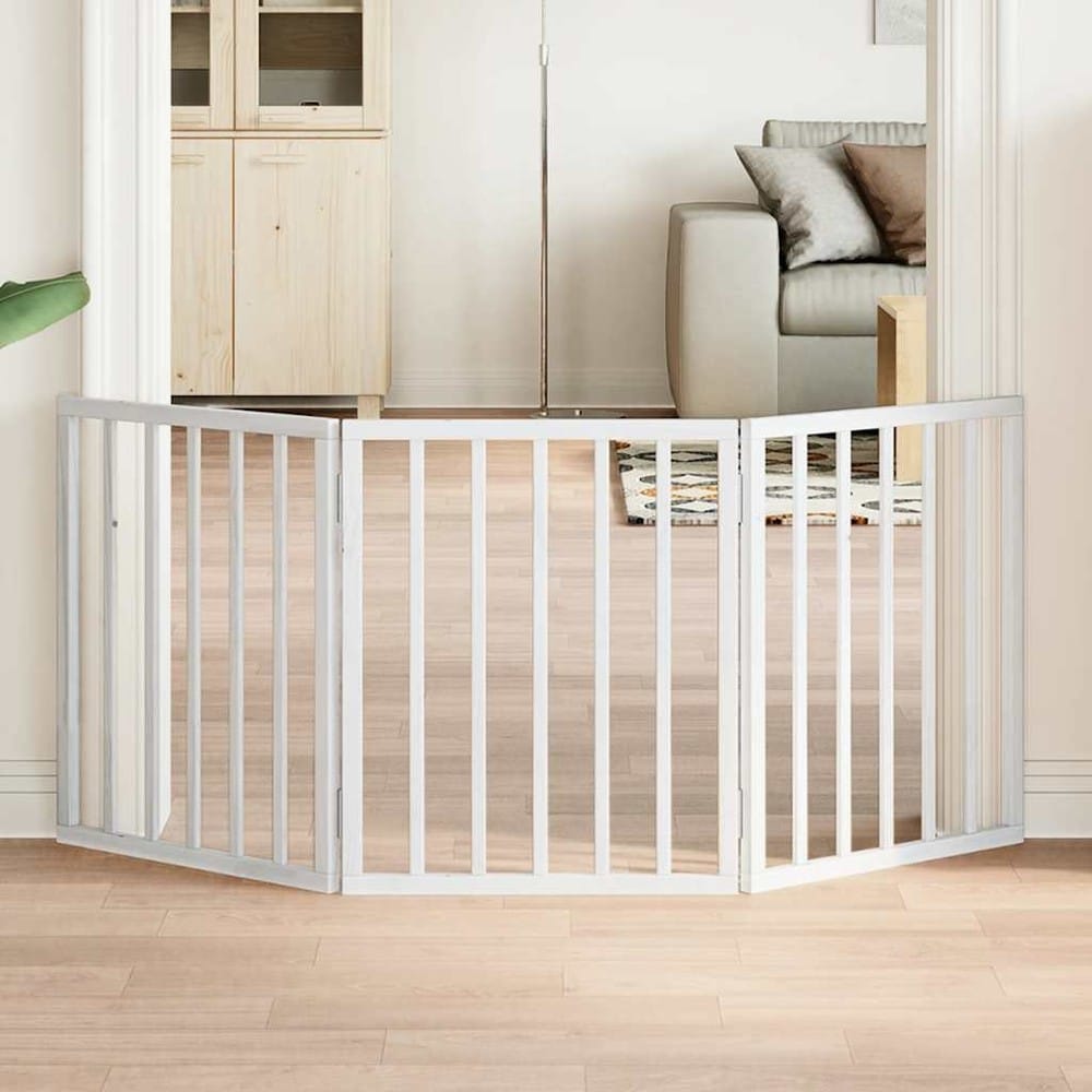 Koiraportti 150×60 cm / vapaasti seisova kokoontaitettava lemmikkiportti 3 paneelilla – Valkoinen