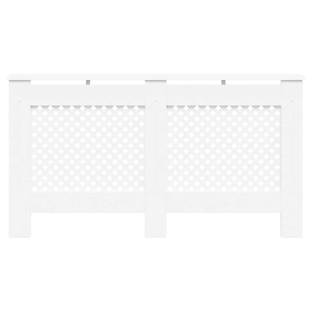 Patterinsuojus 152×19×81,5 cm / MDF-suojus hyllyllä ja lamellimuotoilulla – Valkoinen