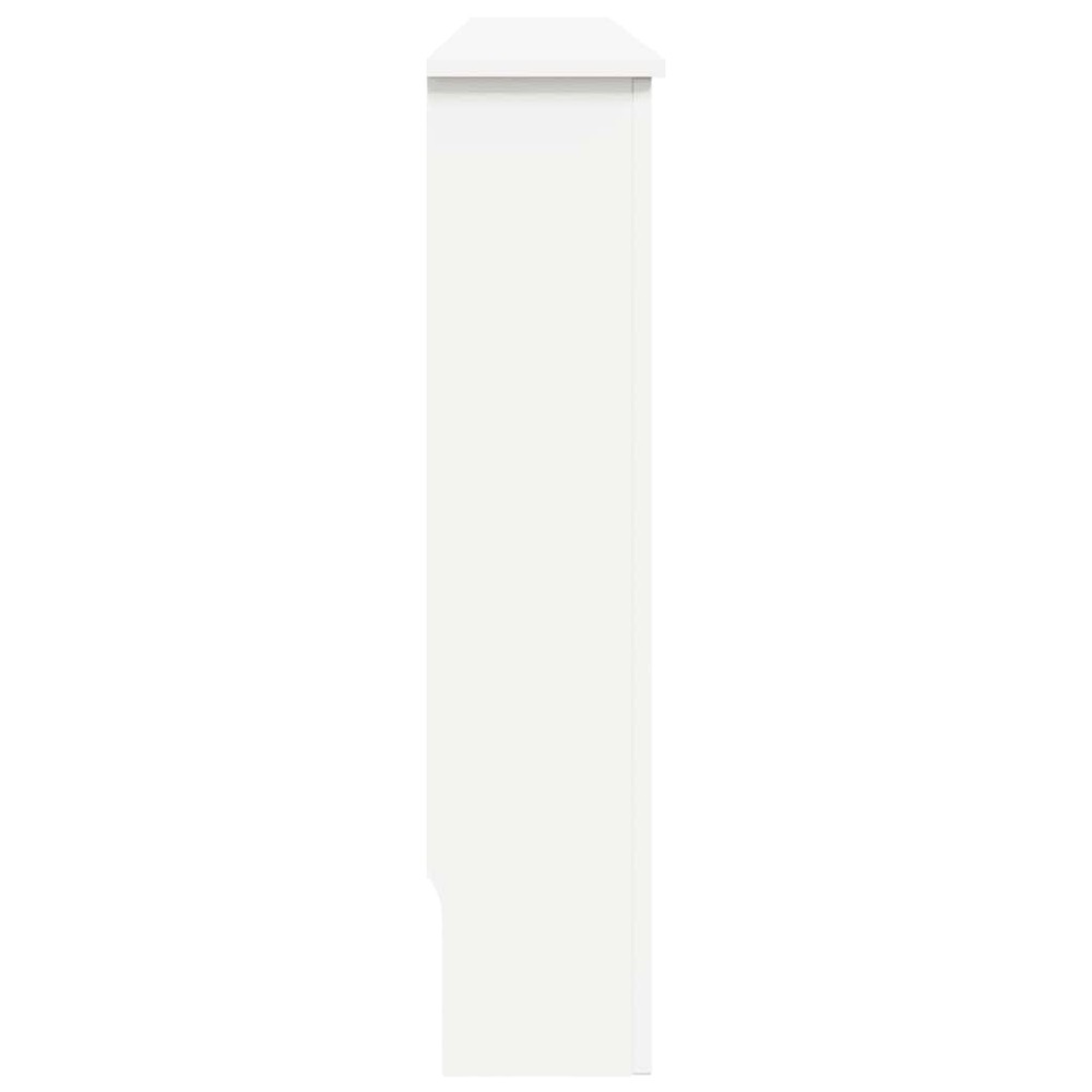 Patterinsuojus 152×19×81,5 cm / MDF-suojus hyllyllä ja lamellimuotoilulla – Valkoinen