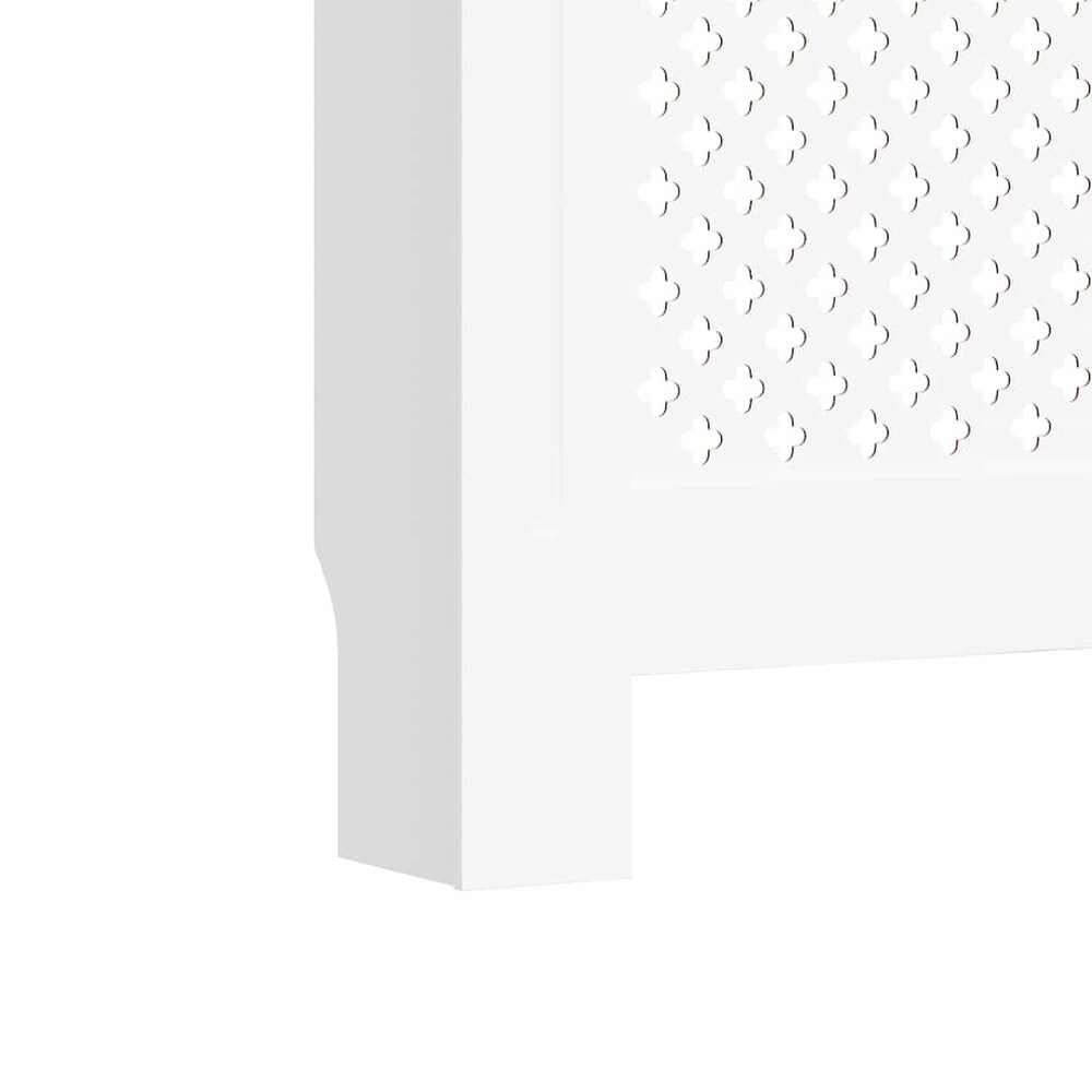 Patterinsuojus 152×19×81,5 cm / MDF-suojus hyllyllä ja lamellimuotoilulla – Valkoinen