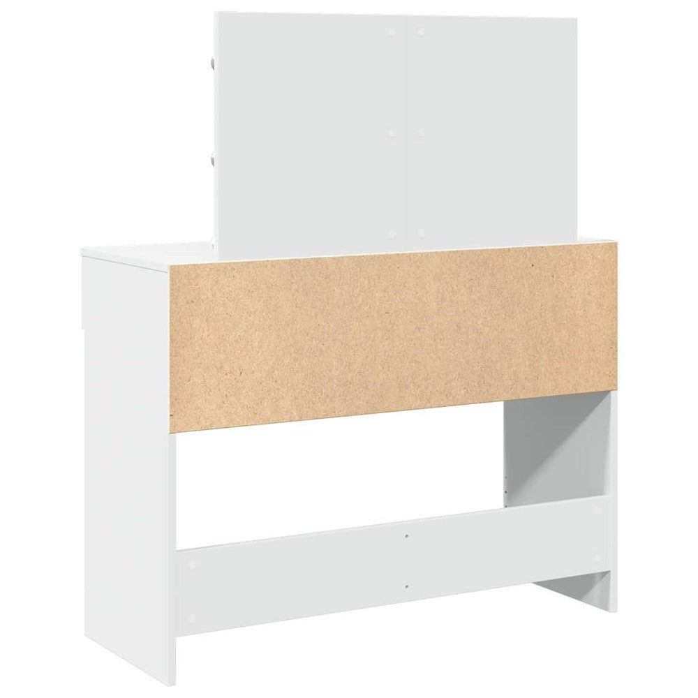 Meikkipöytä 100×40×120 cm / peilipöytä LED-valaistuksella ja 2 laatikolla – Valkoinen