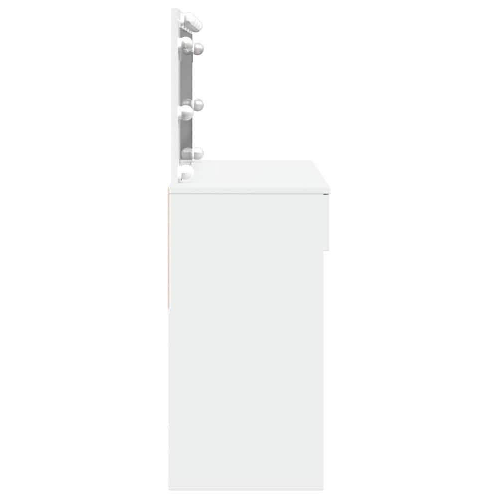 Meikkipöytä 100×40×120 cm / peilipöytä LED-valaistuksella ja 2 laatikolla – Valkoinen