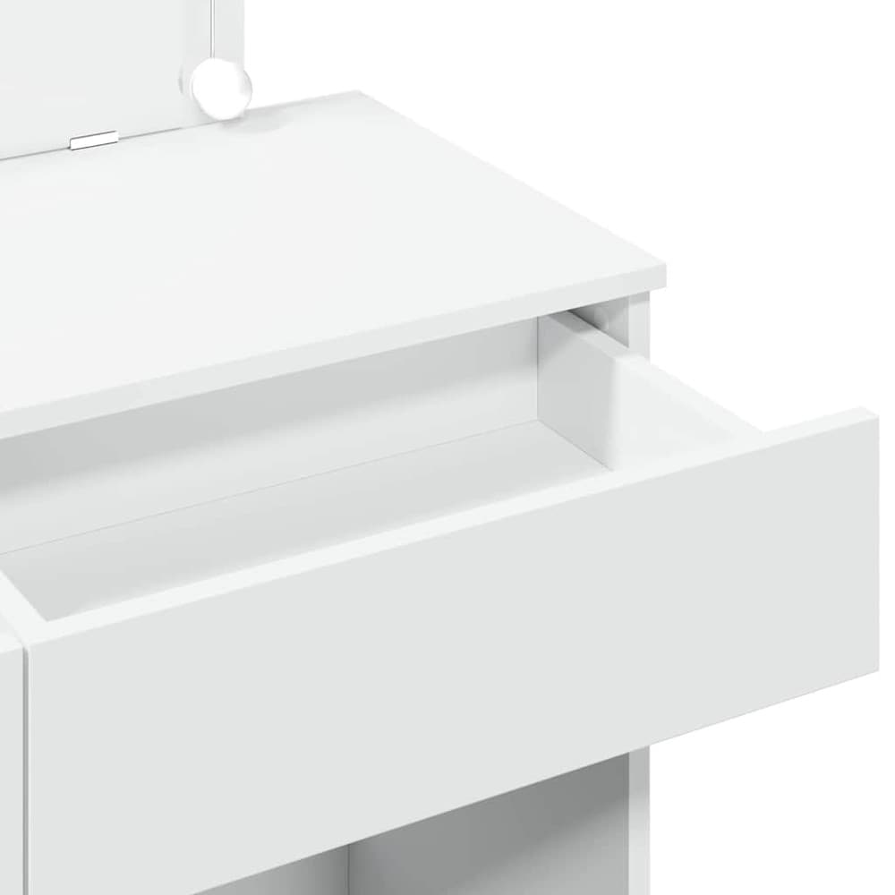 Meikkipöytä 100×40×120 cm / peilipöytä LED-valaistuksella ja 2 laatikolla – Valkoinen