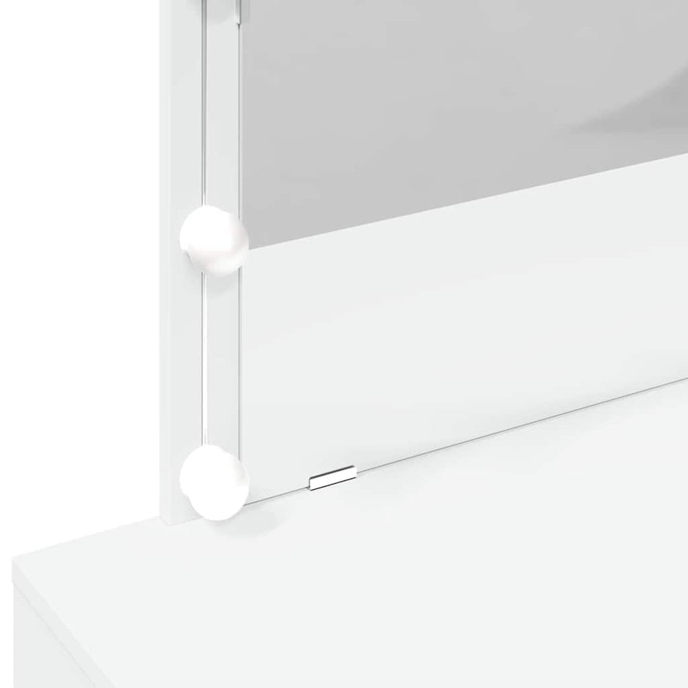 Meikkipöytä 100×40×120 cm / peilipöytä LED-valaistuksella ja 2 laatikolla – Valkoinen
