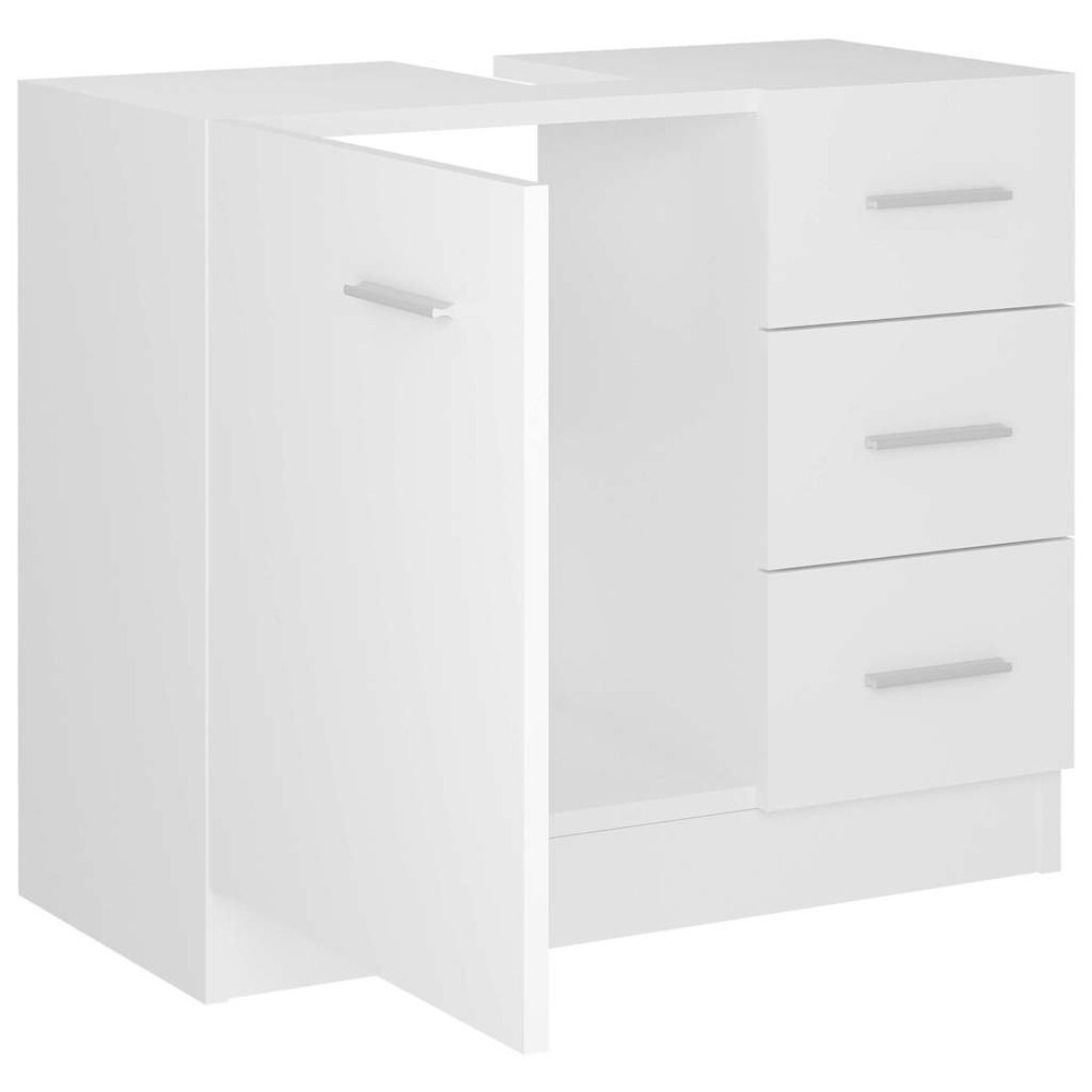 Pesuallaskaappi 63×30×54 cm / allaskaappi / kylpyhuonekaappi 3 laatikolla – Valkoinen