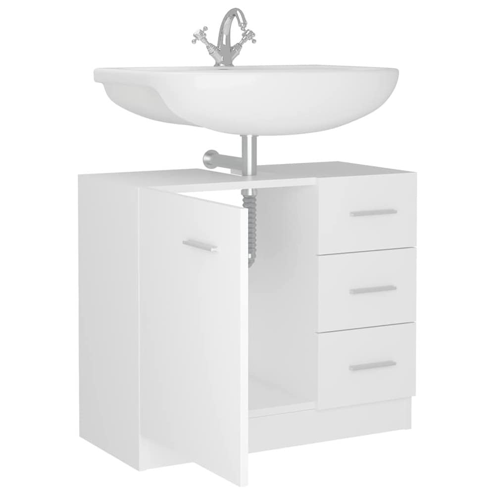 Pesuallaskaappi 63×30×54 cm / allaskaappi / kylpyhuonekaappi 3 laatikolla – Valkoinen