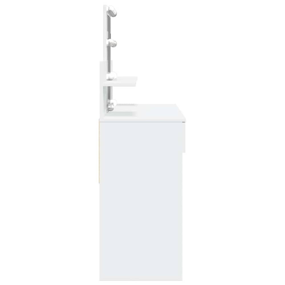 Meikkipöytä 100×40×130 cm / peilipöytä LED-valaistuksella, 2 laatikolla ja 2 hyllyllä – Valkoinen
