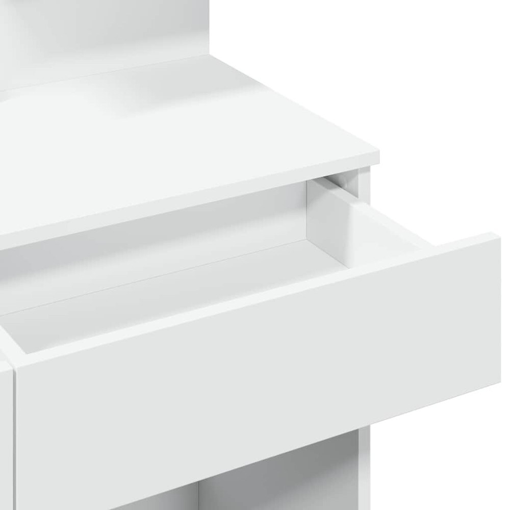 Meikkipöytä 100×40×130 cm / peilipöytä LED-valaistuksella, 2 laatikolla ja 2 hyllyllä – Valkoinen