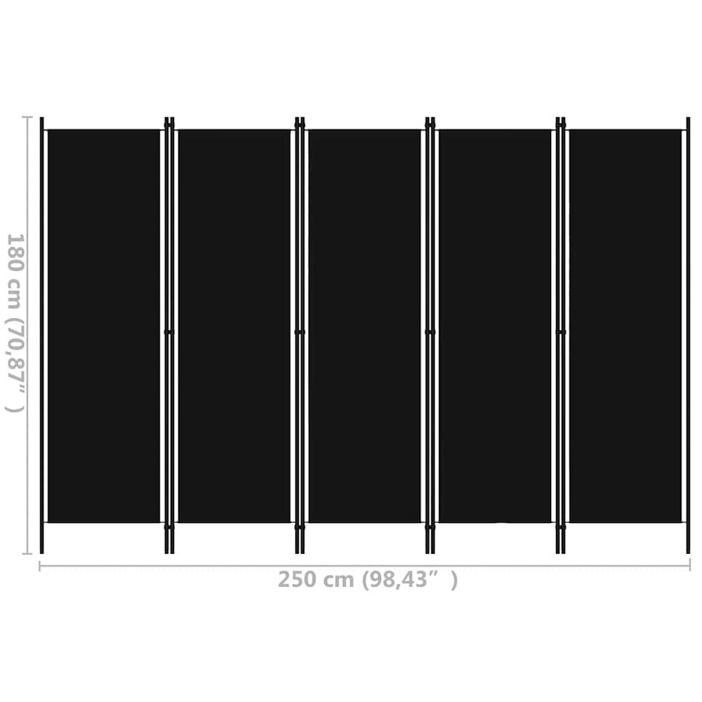 Tilanjakaja 5 paneelia 250×180 cm / sermi / taitettava näkösuoja – Musta