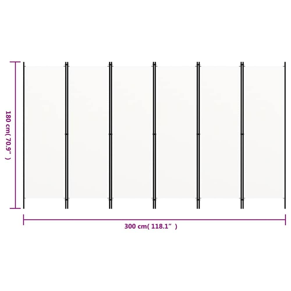 Tilanjakaja 6 paneelia 300×180 cm / sermi / taitettava näkösuoja – Valkoinen