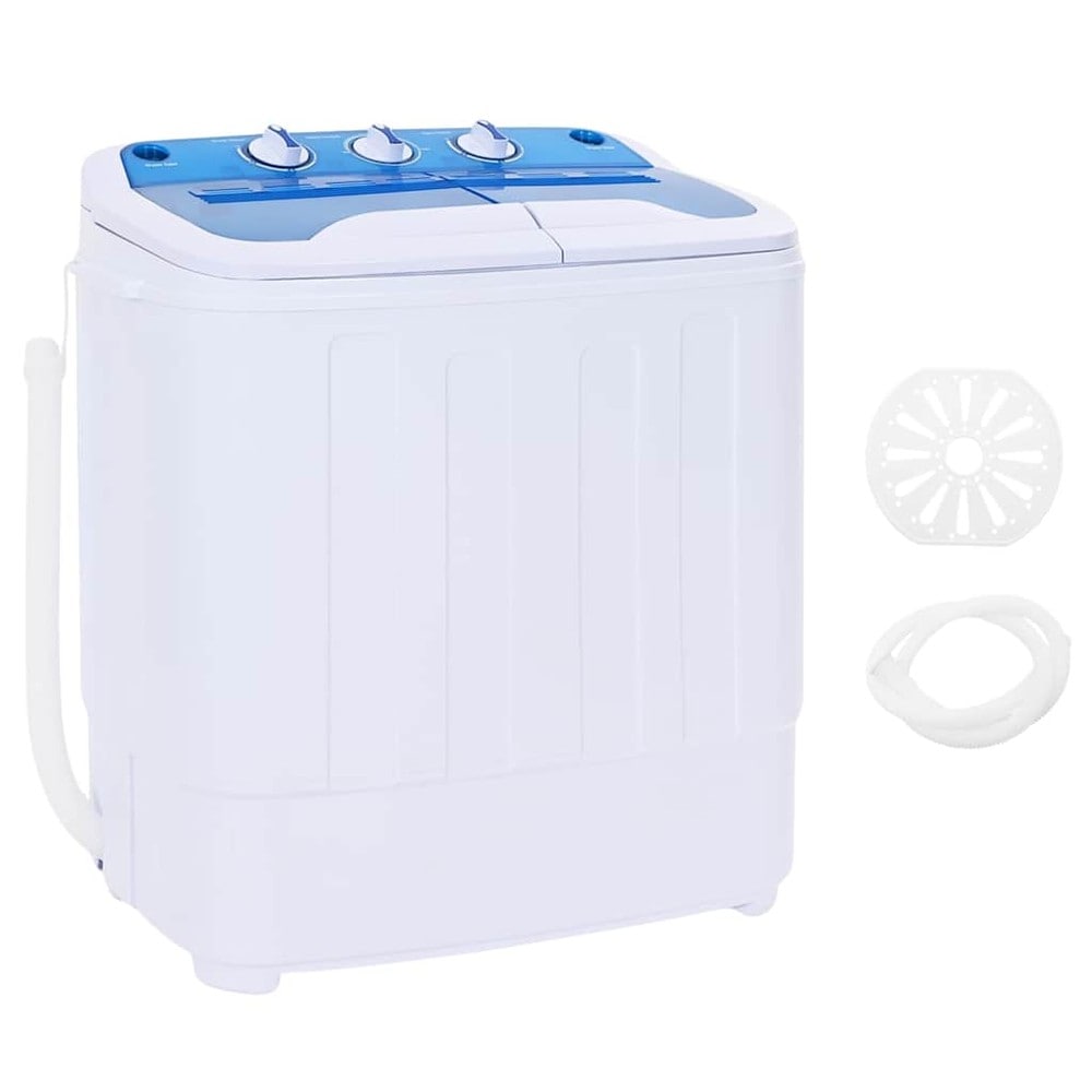 Minipesukone kahdella rummulla 3,6 kg / kompakti pesukone 2 kg lingolla – Sininen/valkoinen