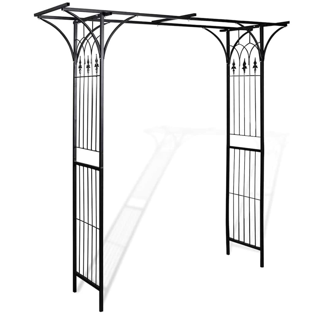 Ruusukaari 200×52×204 cm / puutarhakaari / köynnöskaari ruusuille ja kiipeilykasveille – Musta