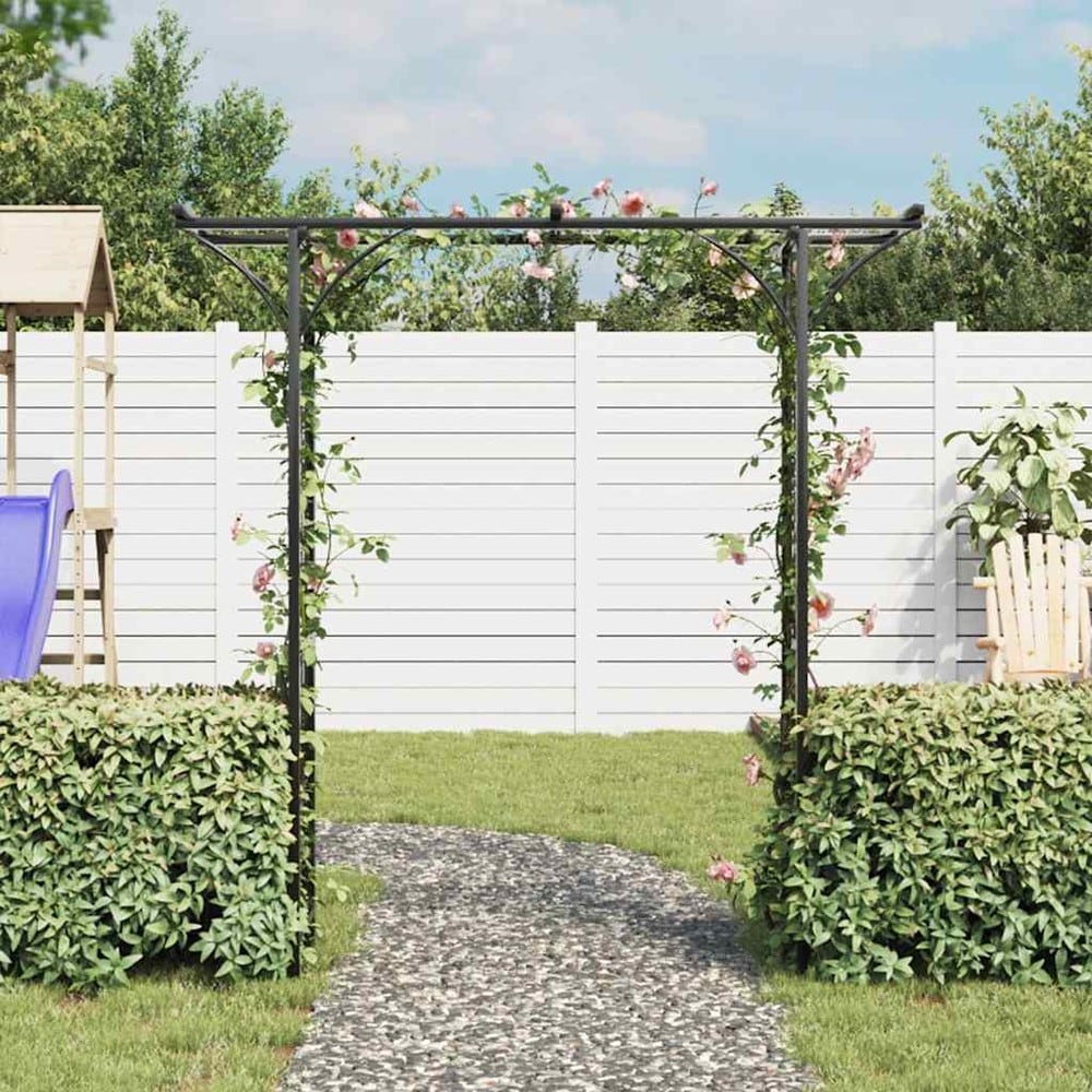 Ruusukaari 200×52×204 cm / puutarhakaari / köynnöskaari ruusuille ja kiipeilykasveille – Musta