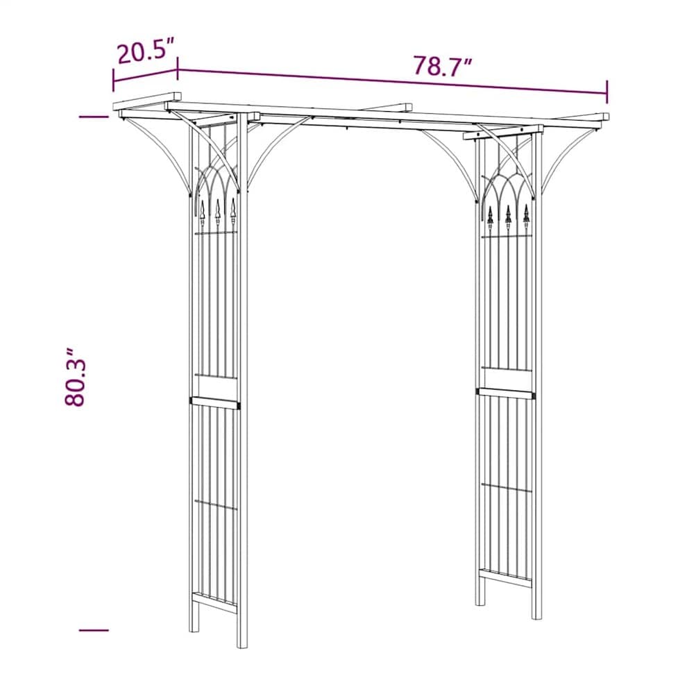 Ruusukaari 200×52×204 cm / puutarhakaari / köynnöskaari ruusuille ja kiipeilykasveille – Musta