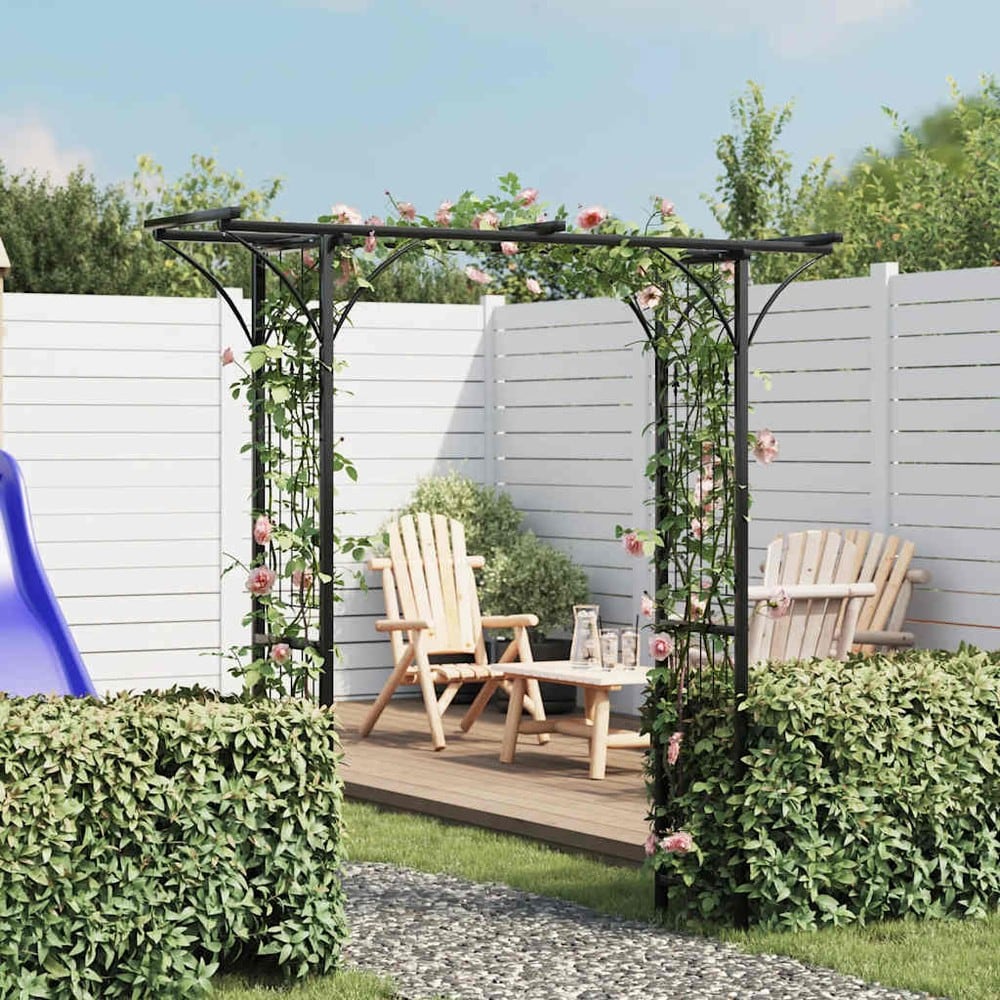 Ruusukaari 200×52×204 cm / puutarhakaari / köynnöskaari ruusuille ja kiipeilykasveille – Musta