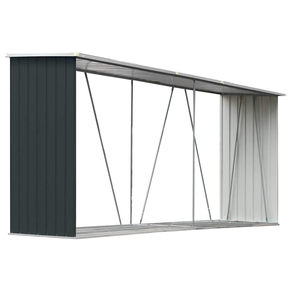 Puuvaja 330×84×152 cm / polttopuuvarasto teräksestä / halkovaja – Antrasiitti