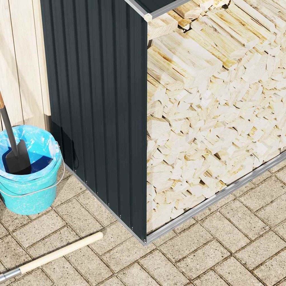 Puuvaja 330×84×152 cm / polttopuuvarasto teräksestä / halkovaja – Antrasiitti