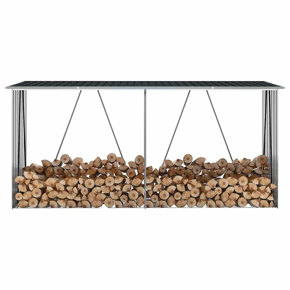 Puuvaja 330×84×152 cm / polttopuuvarasto teräksestä / halkovaja – Antrasiitti