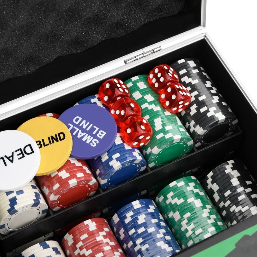 Pokersetti 300 pelimerkillä / pokerisetti korttisekoittimella, pelimatolla ja alumiinilaukulla