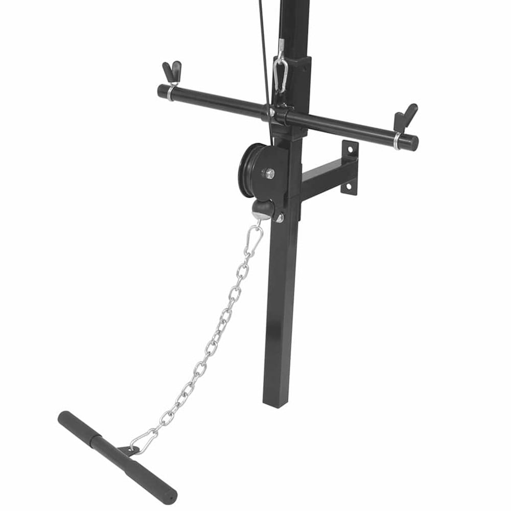 Seinälle asennettava kotikuntosali 99×53×194 cm / taljalaite ylä- ja alataljalla – Musta