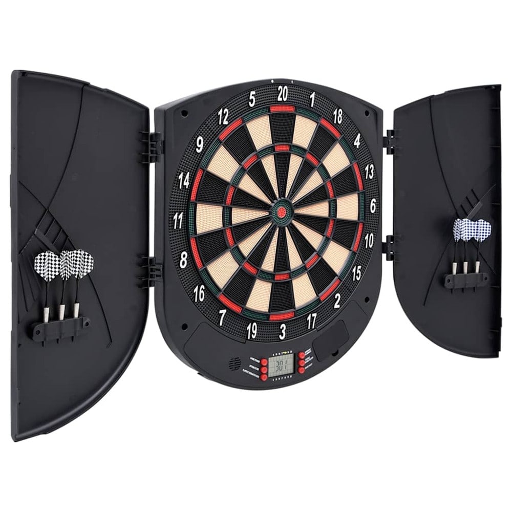 Elektroninen darts-taulu 6 nuolella / darts-peli 26 pelillä, LCD-näytöllä ja automaattisella pisteenlaskulla