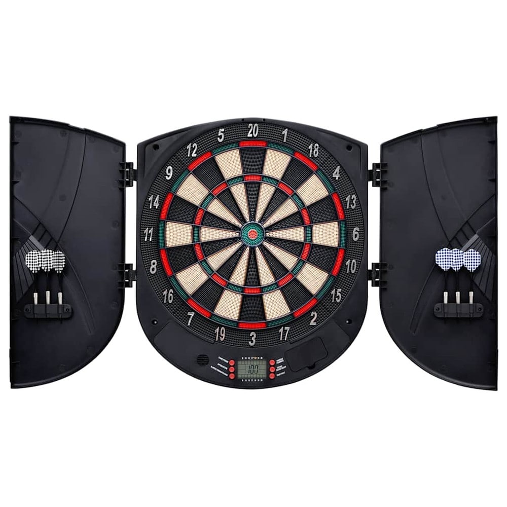 Elektroninen darts-taulu 6 nuolella / darts-peli 26 pelillä, LCD-näytöllä ja automaattisella pisteenlaskulla