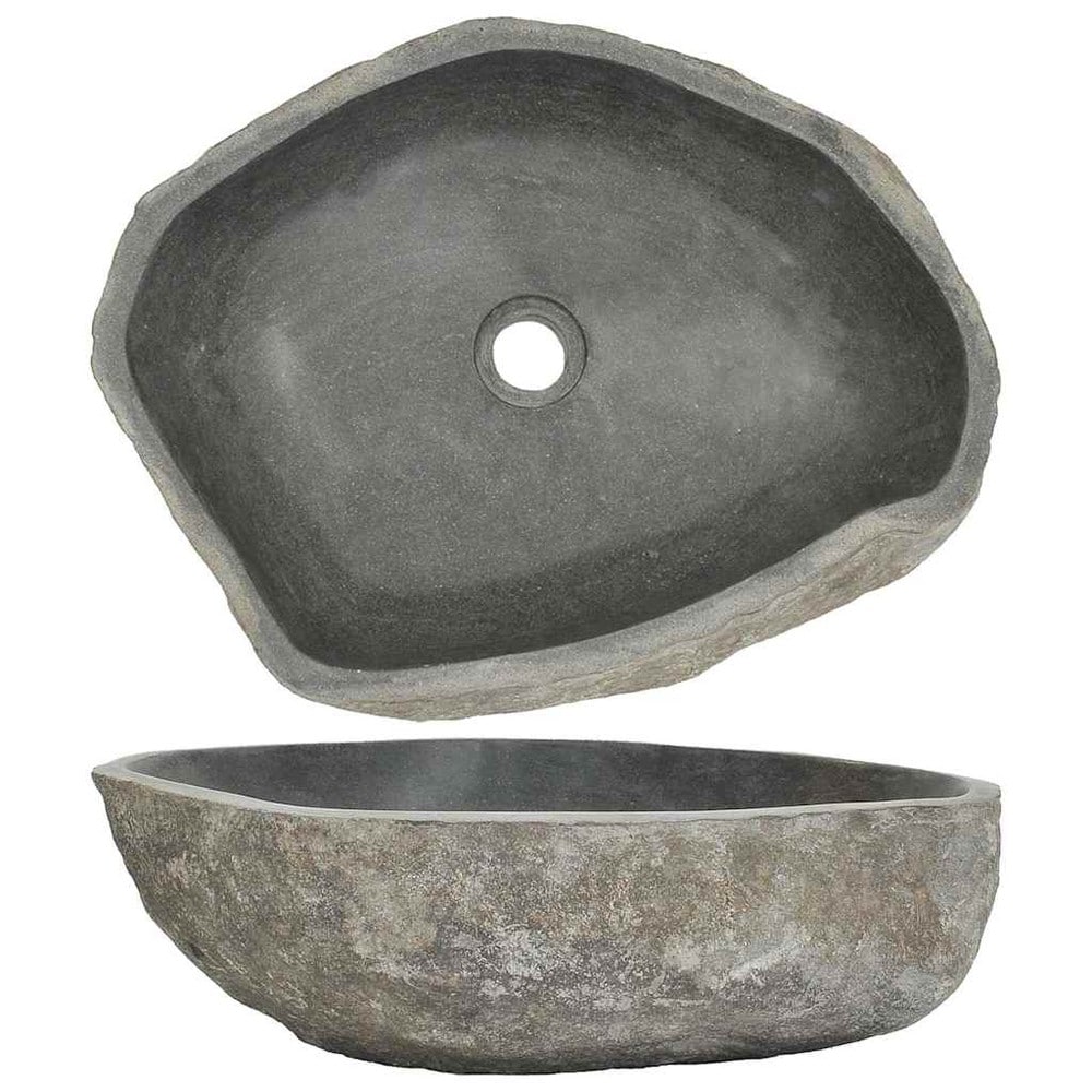 Jokikivinen pesuallas 45–53×34–41 cm / soikea luonnonkiviallas – Luonnonvärinen