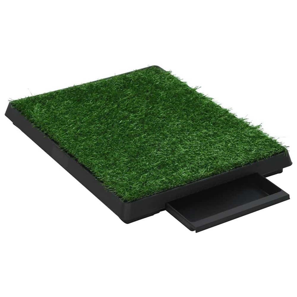 Koiran WC tekonurmella 63×50×7 cm / lemmikkien käymälä ritilällä ja irrotettavalla kaukalolla – Vihreä/musta