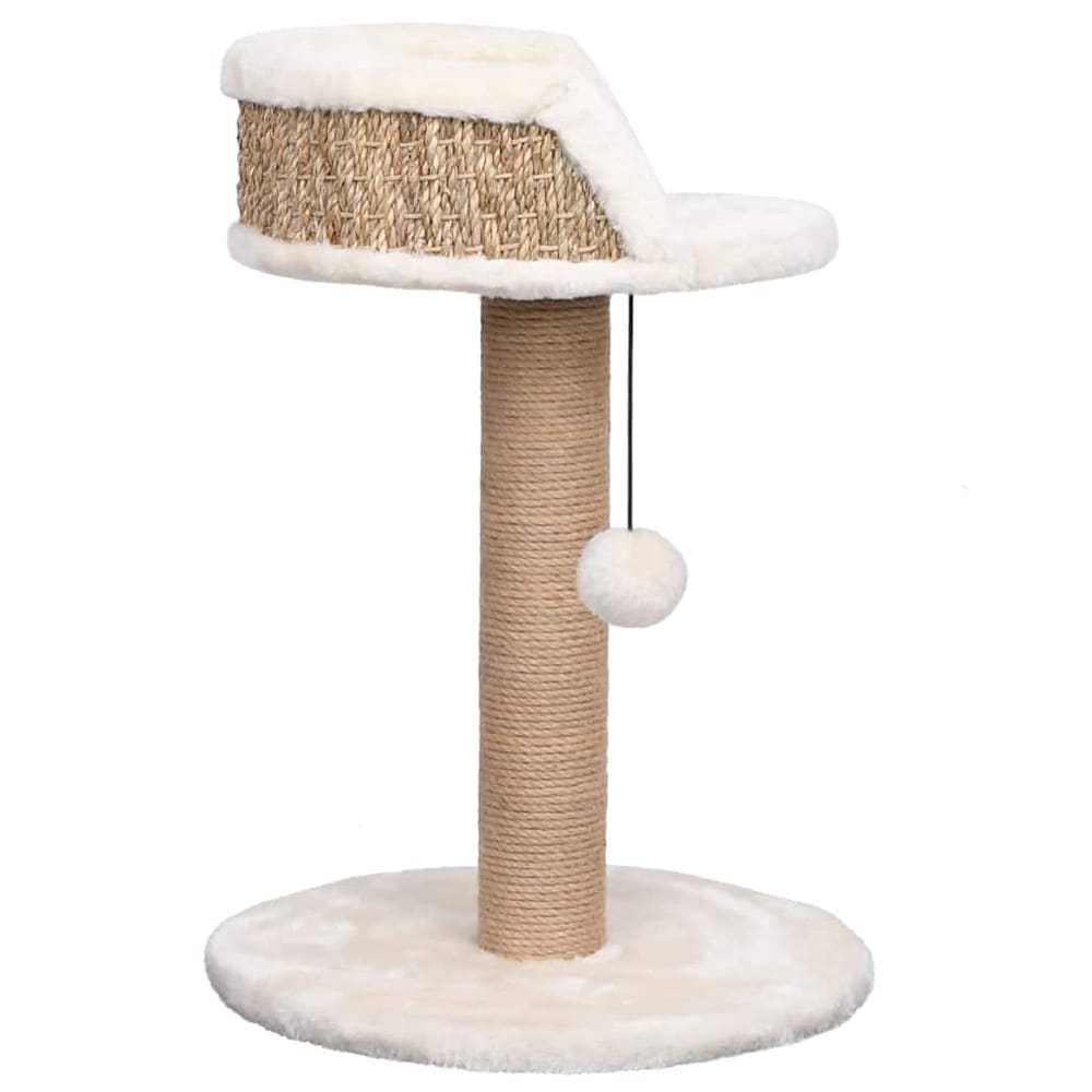 Kissan raapimispuu 49 cm / meriruoholla päällystetty raapimispylväs lepopaikalla – Beige