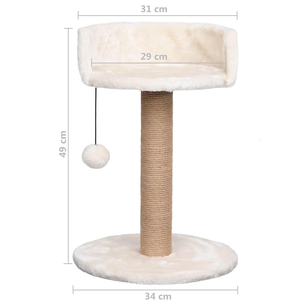 Kissan raapimispuu 49 cm / meriruoholla päällystetty raapimispylväs lepopaikalla – Beige