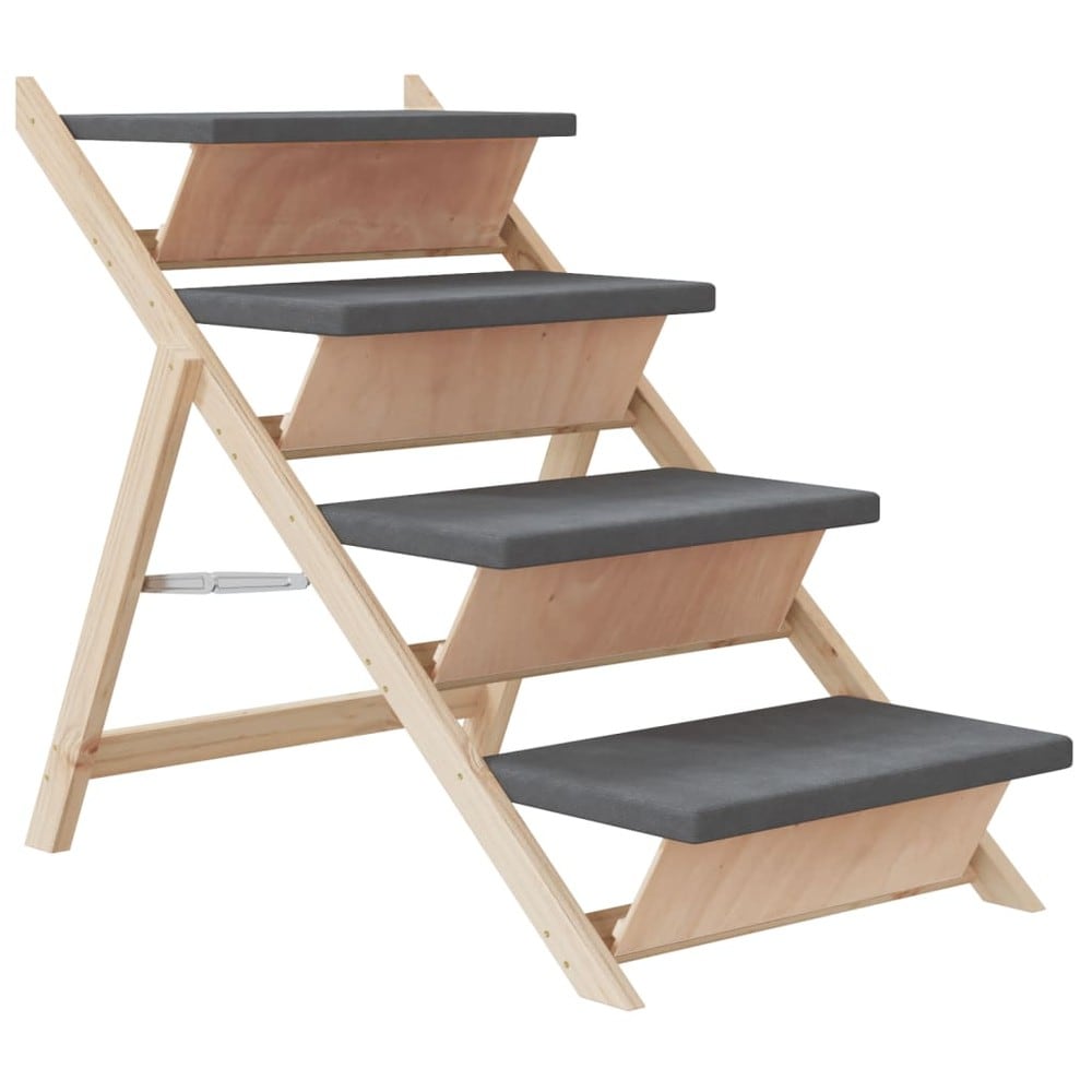 Koiranportaat 105×47×64 cm / kokoontaitettavat liukumattomat portaat lemmikeille – Harmaa/luonnonvärinen