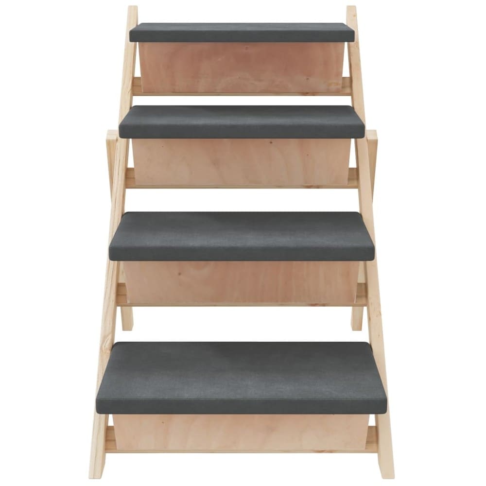 Koiranportaat 105×47×64 cm / kokoontaitettavat liukumattomat portaat lemmikeille – Harmaa/luonnonvärinen