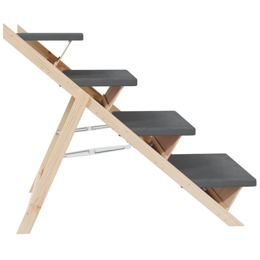 Koiranportaat 105×47×64 cm / kokoontaitettavat liukumattomat portaat lemmikeille – Harmaa/luonnonvärinen