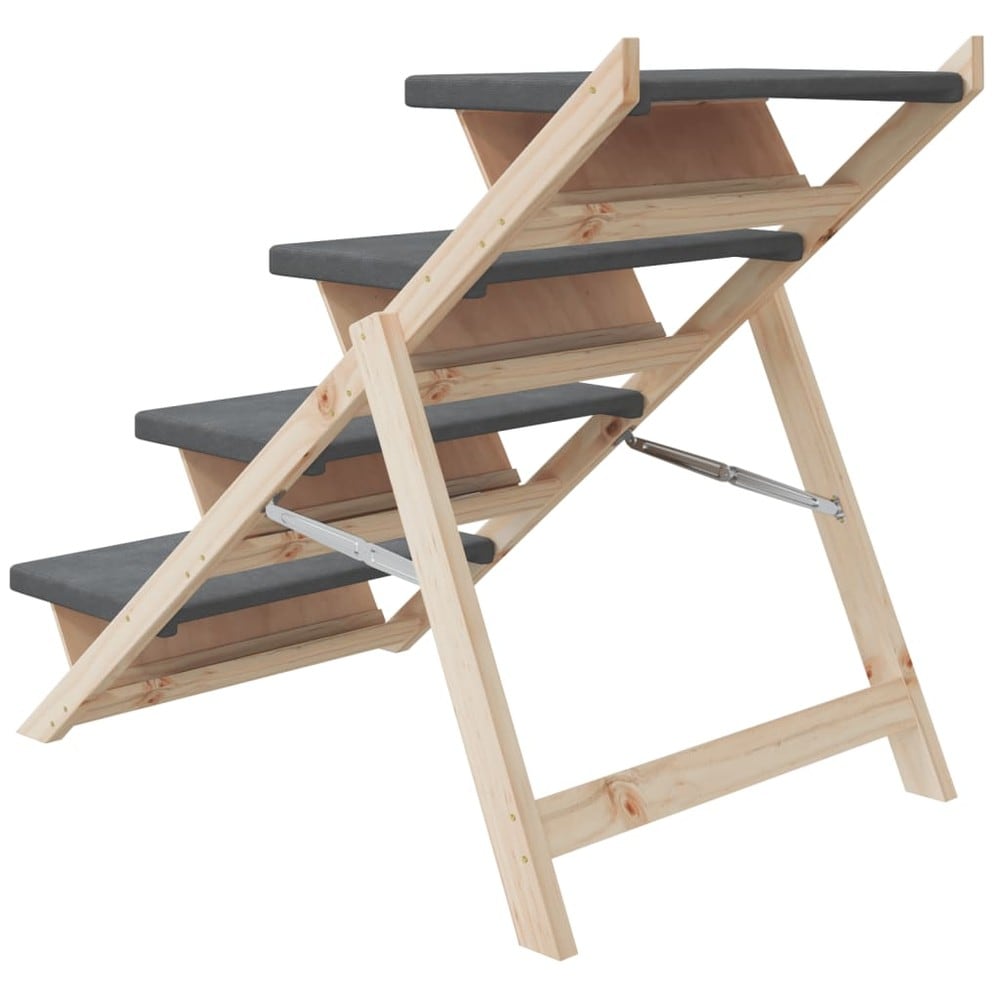 Koiranportaat 105×47×64 cm / kokoontaitettavat liukumattomat portaat lemmikeille – Harmaa/luonnonvärinen