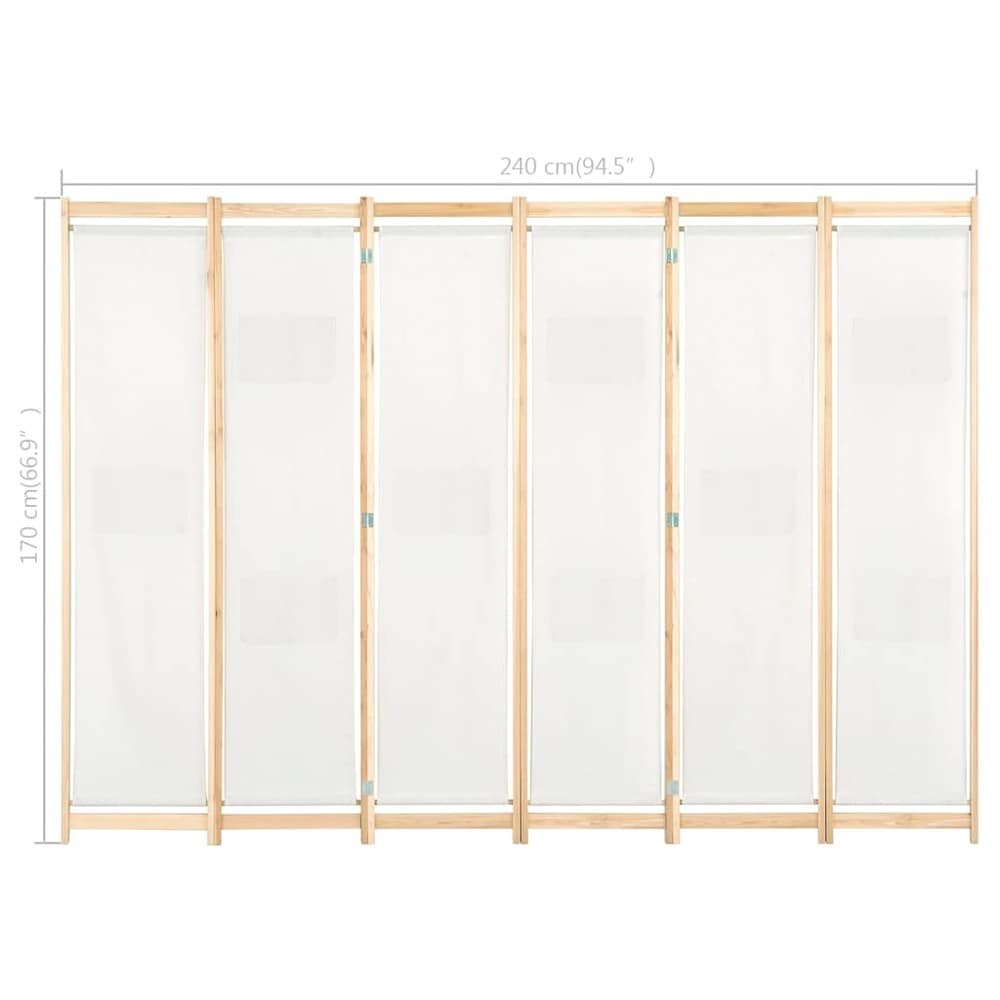 Tilanjakaja 6 paneelia 240×170 cm / sermi / taitettava näkösuoja 9 säilytystaskulla – Beige
