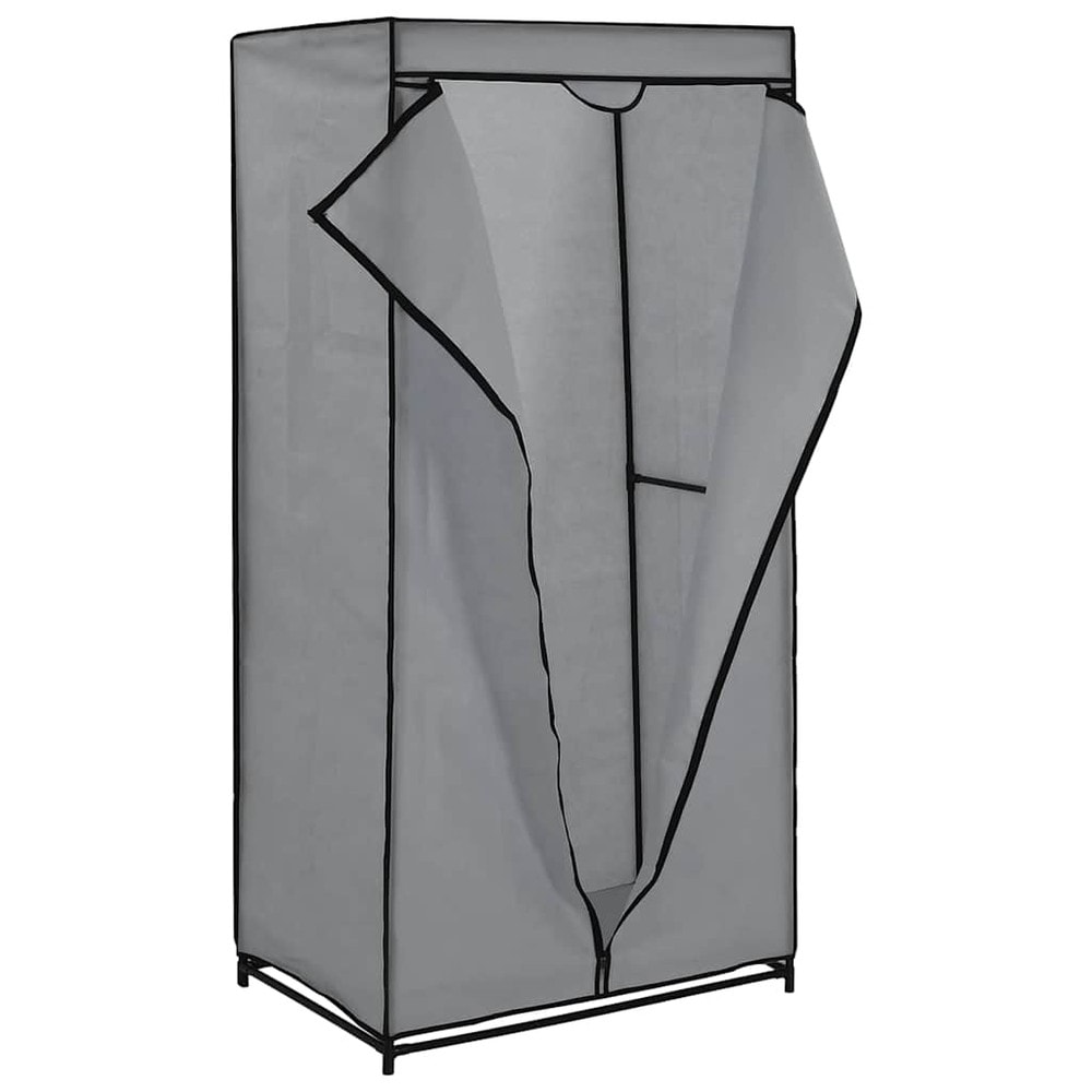 Kangasgarderobi 75×50×160 cm / vaatesäilytys vaatetangolla ja vetoketjulla – Harmaa