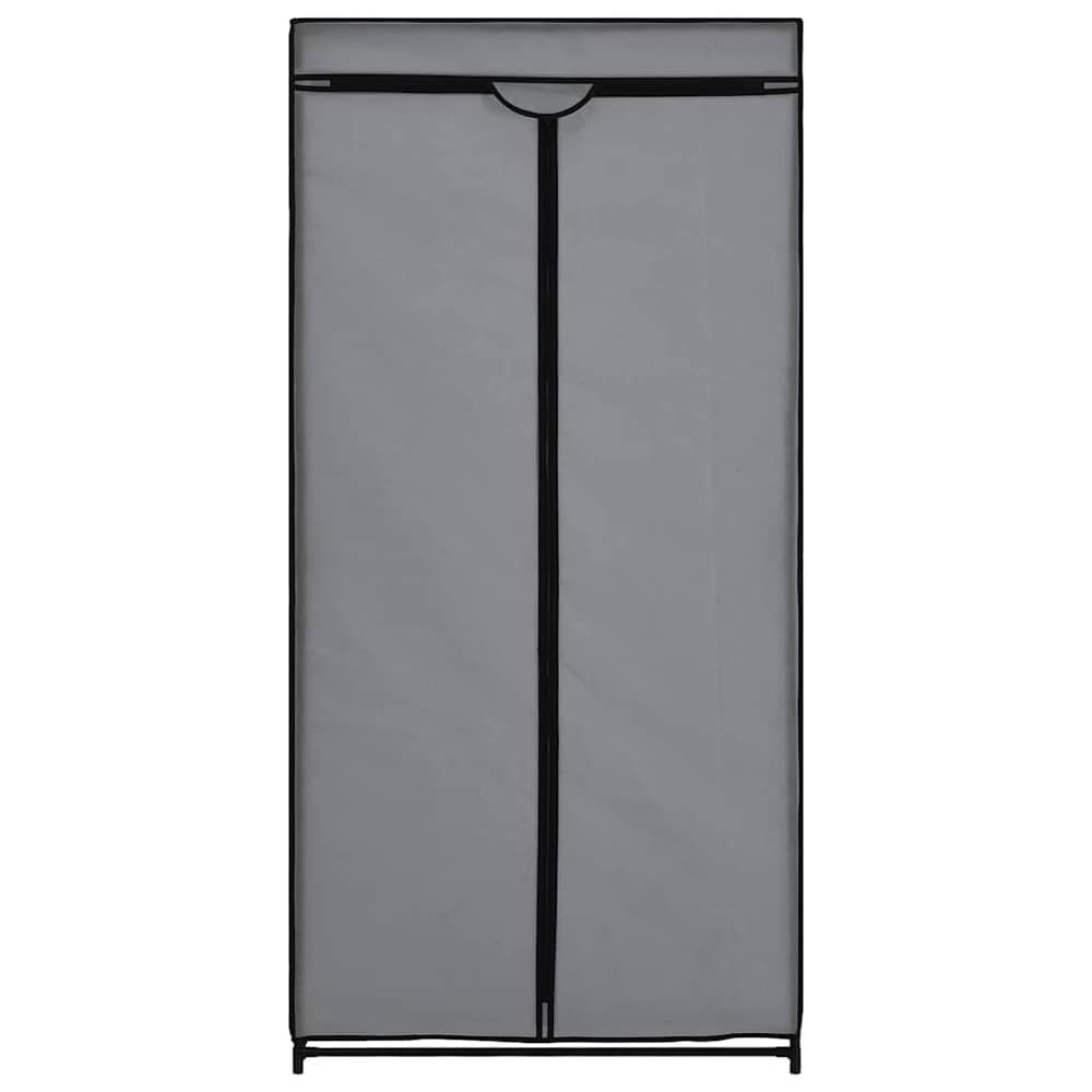 Kangasgarderobi 75×50×160 cm / vaatesäilytys vaatetangolla ja vetoketjulla – Harmaa
