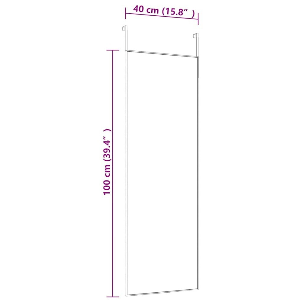 Ovipeili 40×100 cm / kokovartalopeili säädettävillä ovikoukuilla / seinäpeili – Musta
