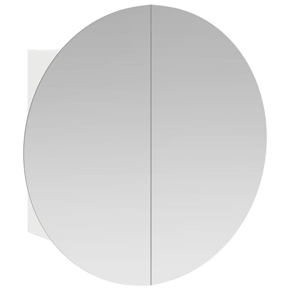 Kylpyhuonekaappi pyöreällä peilillä ja LED-valolla Ø60 cm / peilikaappi 2 hyllyllä – Valkoinen