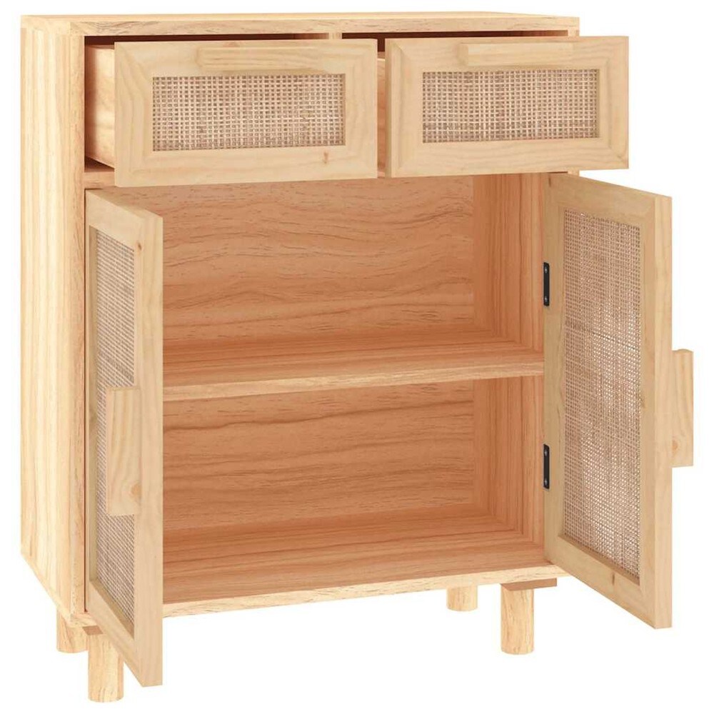 Senkki 60×30×75 cm / säilytyskaappi 2 laatikolla ja ovilla – Luonnonväri/rottinki