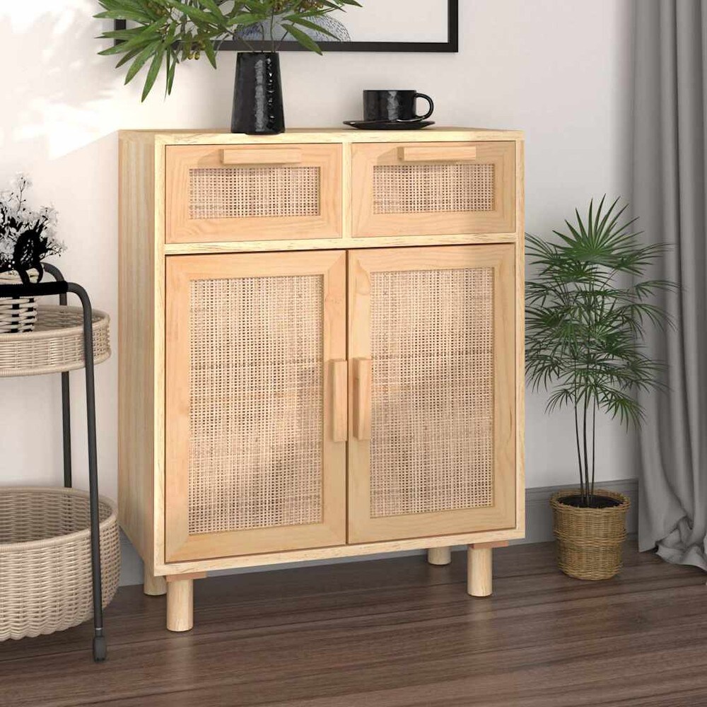 Senkki 60×30×75 cm / säilytyskaappi 2 laatikolla ja ovilla – Luonnonväri/rottinki